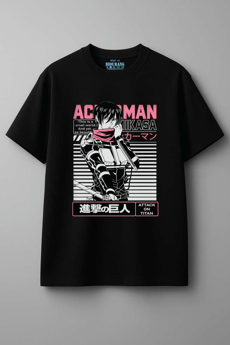 تیشرت مشکی طرح mikasa acerman