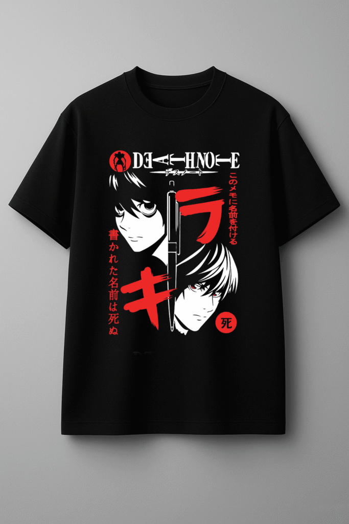 تیشرت مشکی طرح death note